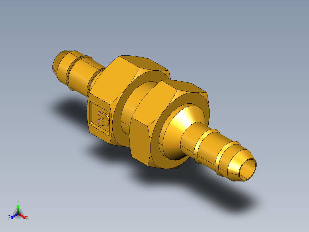 工业通用螺蚊管倒齿式工业硬管接头Bulkhead Union 22BH-4-4正等轴测图