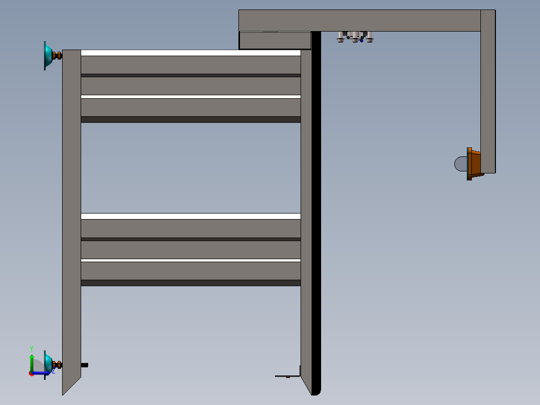 一款拆装检验工作台设计模型三维左视图