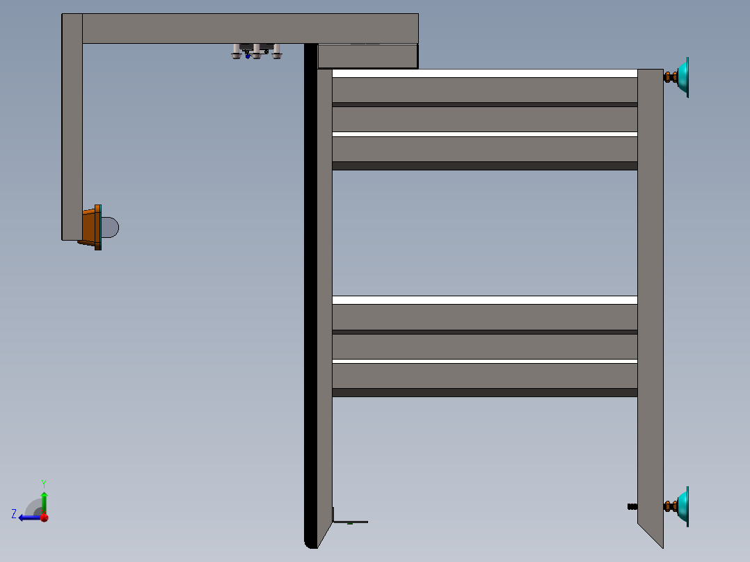 一款拆装检验工作台设计模型三维右视图