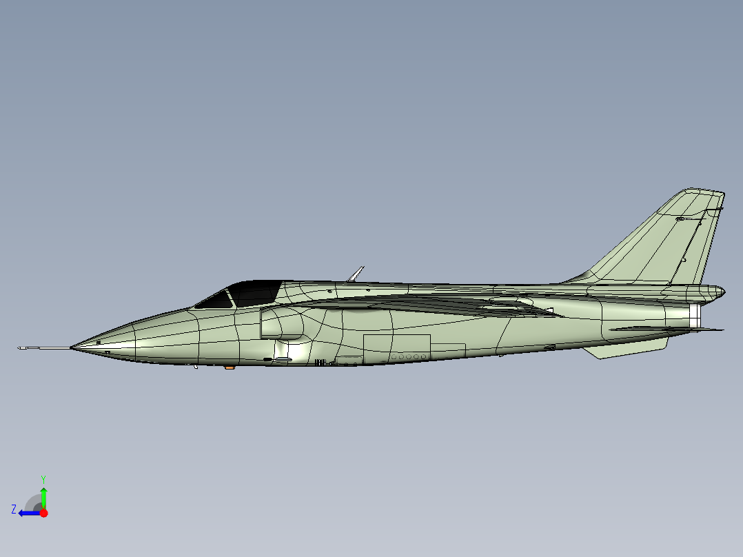 Soko J-22B Orao对地攻击战术侦查机三维建模图纸 igs格式右视图