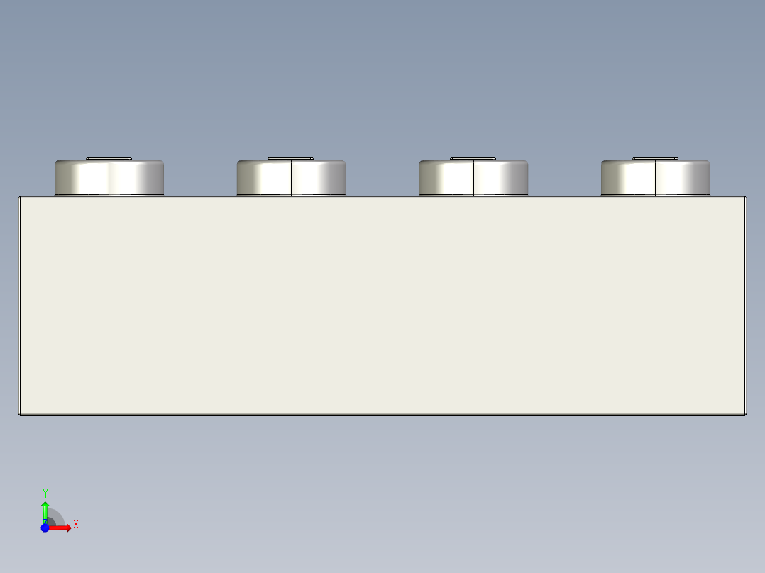 乐高套装 4421基本积木-4211394 - 3010 Medium Stone Grey Brick 1 x 4.STEP前视图