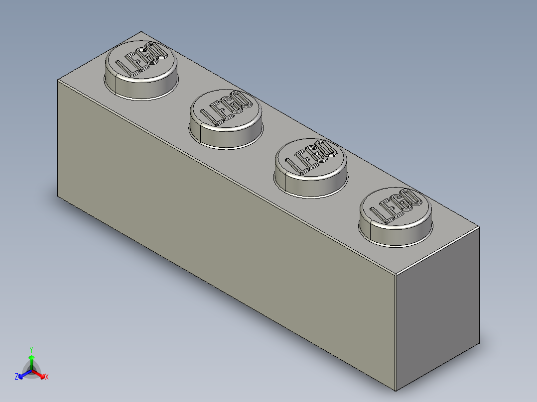 乐高套装 4421基本积木-4211394 - 3010 Medium Stone Grey Brick 1 x 4.STEP正等轴测图
