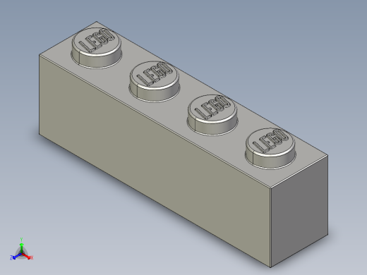 乐高套装 4421基本积木-4211394 - 3010 Medium Stone Grey Brick 1 x 4.STEP正等轴测缩略图