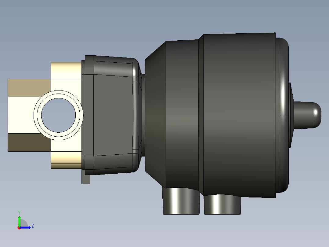 2DKDMCP NO 气动隔膜阀常开，与男性的两端，公制系列PP-H左视图