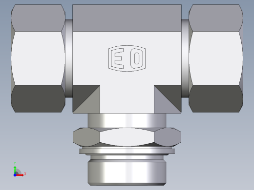 卡套式工业通用硬管接头EO_Adjustable_locknut_branch_tee_TEE30SMCF前视缩略图