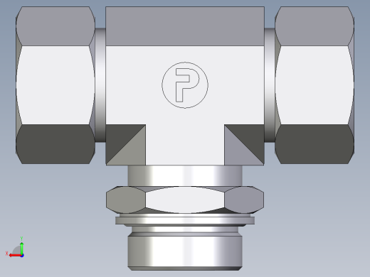 卡套式工业通用硬管接头EO_Adjustable_locknut_branch_tee_TEE30SMCF后视缩略图