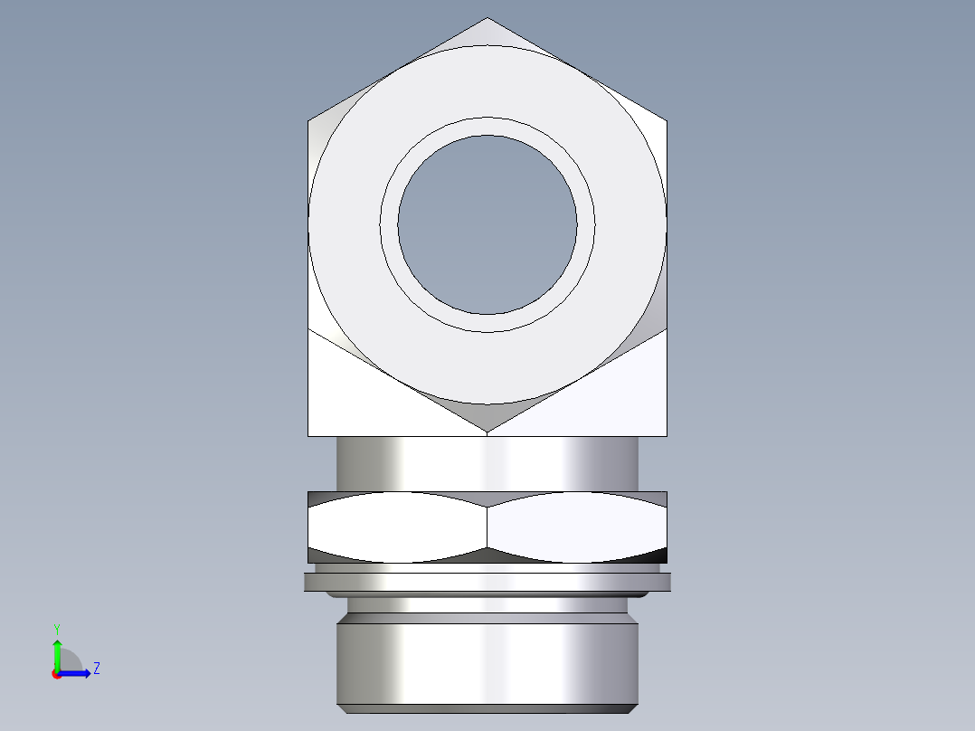 卡套式工业通用硬管接头EO_Adjustable_locknut_branch_tee_TEE30SMCF左视图