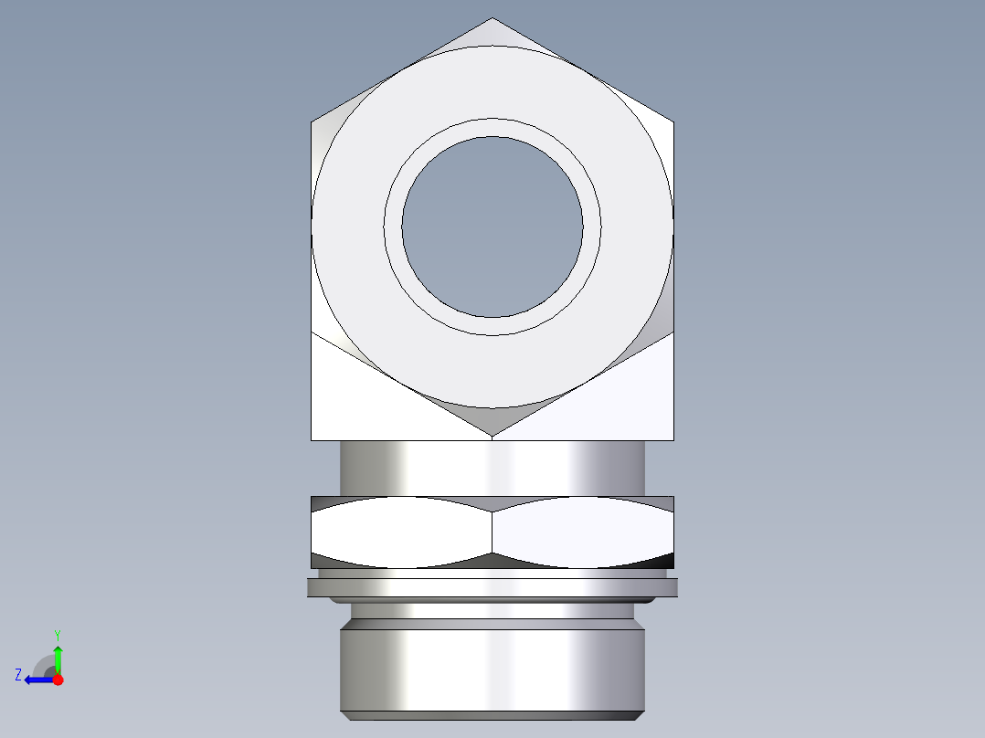 卡套式工业通用硬管接头EO_Adjustable_locknut_branch_tee_TEE30SMCF右视图