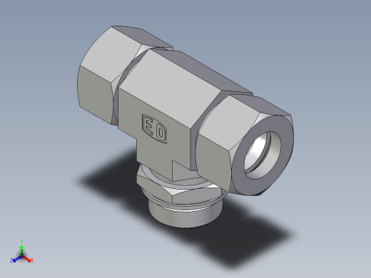 卡套式工业通用硬管接头EO_Adjustable_locknut_branch_tee_TEE30SMCF正等轴测缩略图