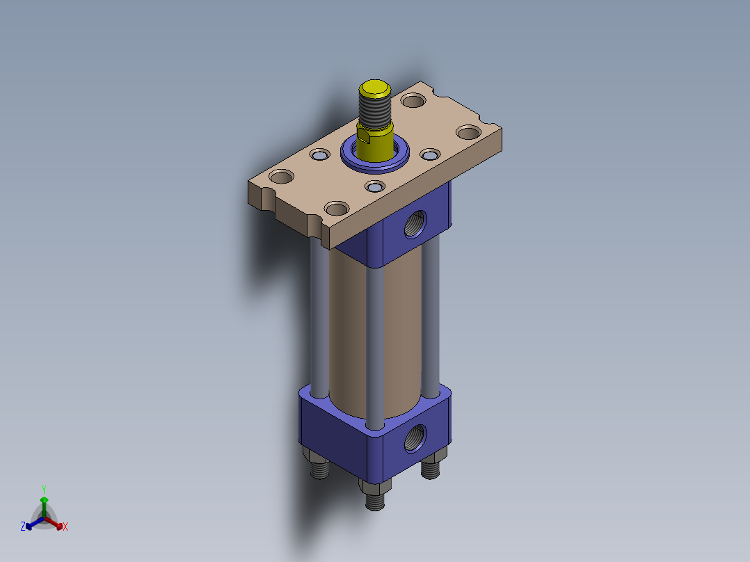 A0002484-转向横拉杆液压缸 40x16x40 毫米正等轴测图
