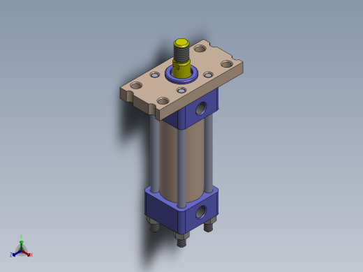 A0002484-转向横拉杆液压缸 40x16x40 毫米正等轴测缩略图