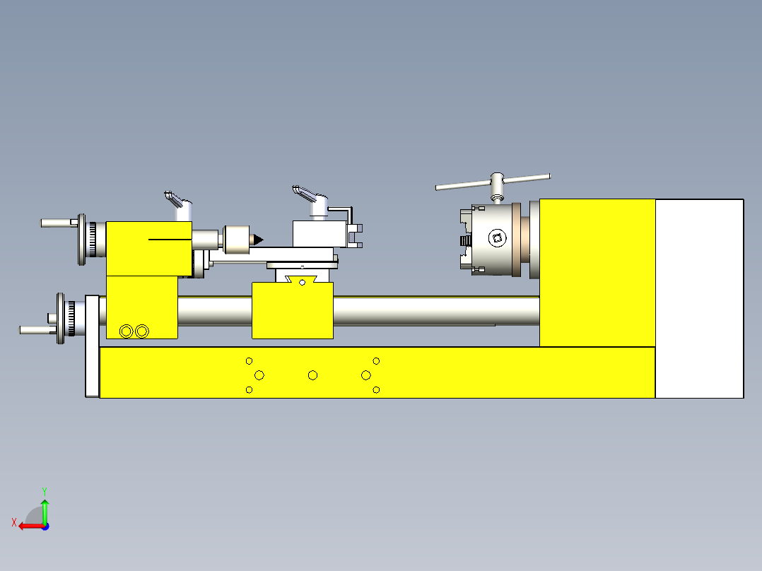 lathe md65车床简易模型3D图纸后视图