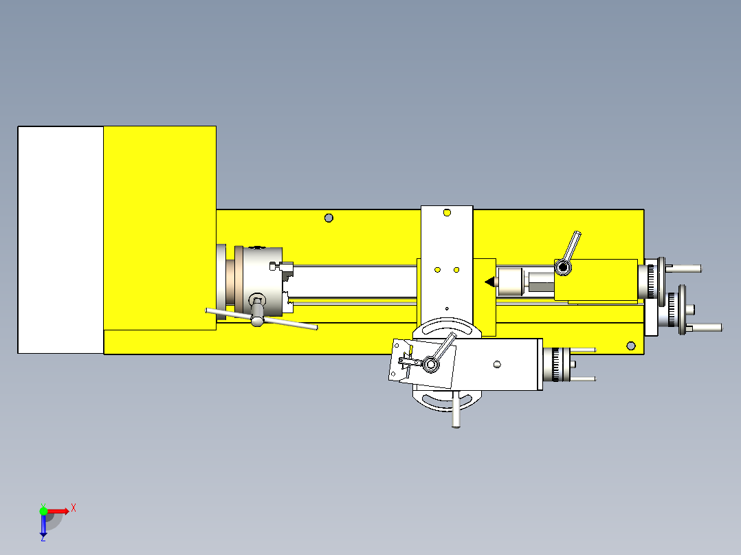 lathe md65车床简易模型3D图纸俯视图