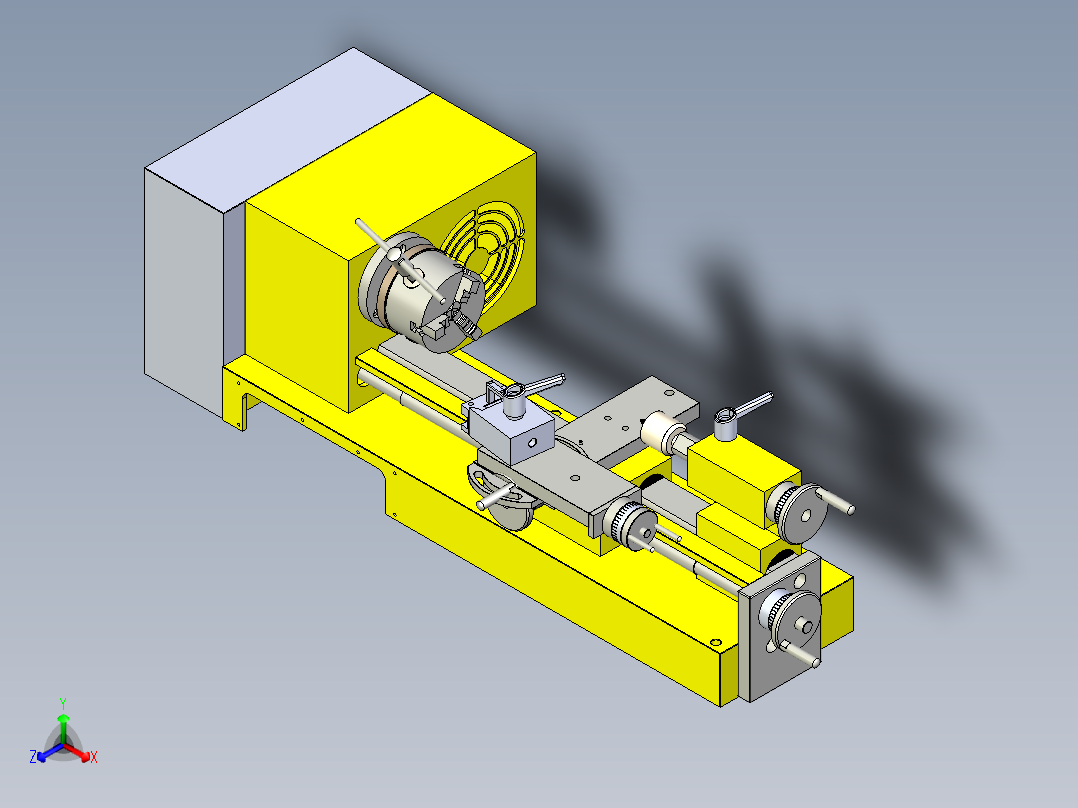 lathe md65车床简易模型3D图纸正等轴测图