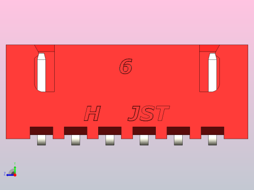 红色JST XH 6针连接器P 2 54mm成角度右视缩略图