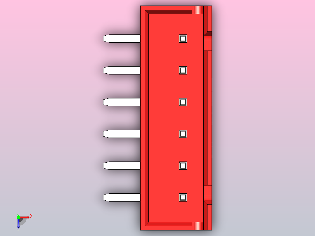 红色JST XH 6针连接器P 2 54mm成角度俯视图