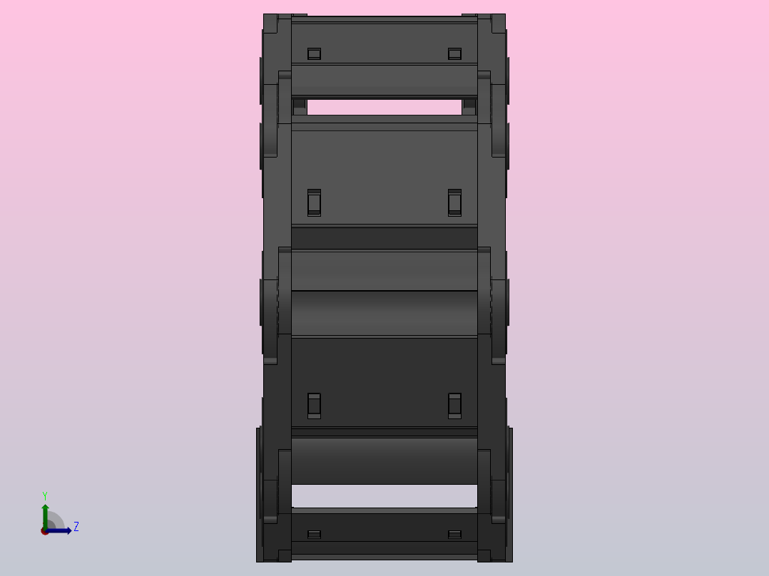 弯曲半径100内高45两侧打开型封闭式拖链_DMD45CD-45-90-100R-30（2）左视图