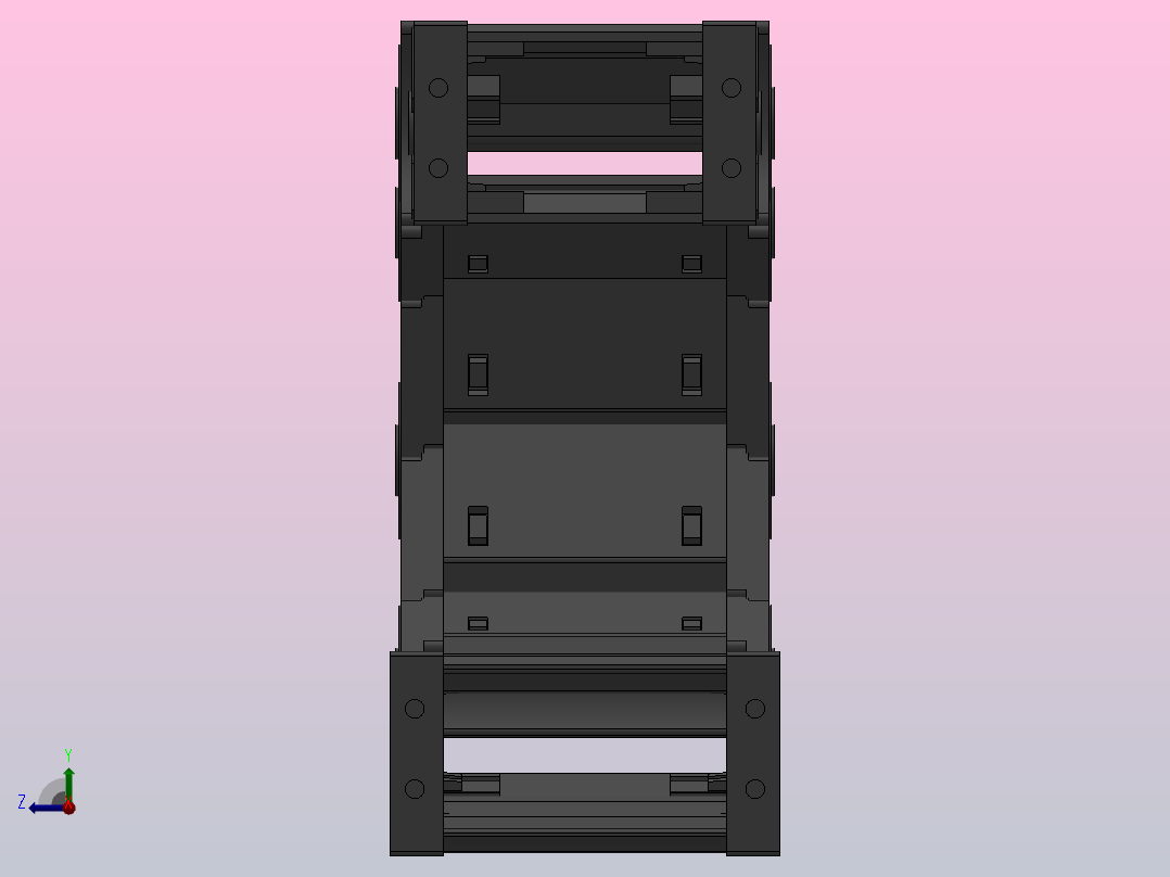 弯曲半径100内高45两侧打开型封闭式拖链_DMD45CD-45-90-100R-30（2）右视图