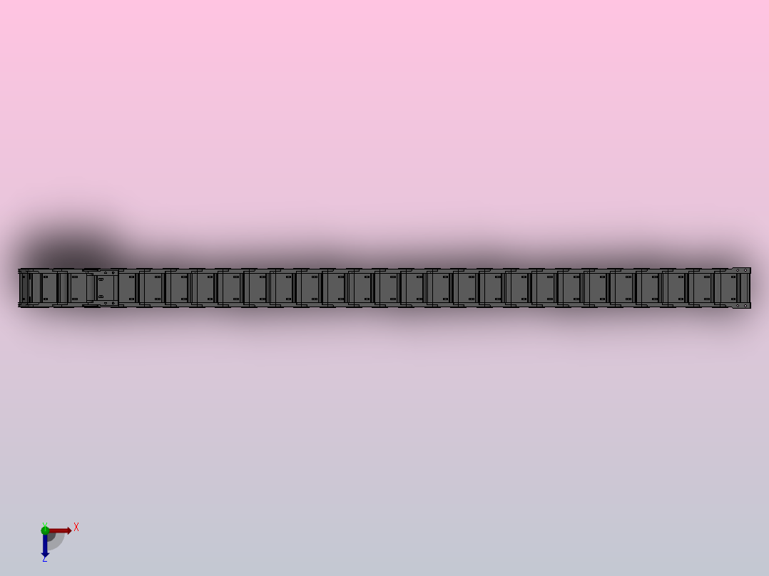 弯曲半径100内高45两侧打开型封闭式拖链_DMD45CD-45-90-100R-30（2）俯视图