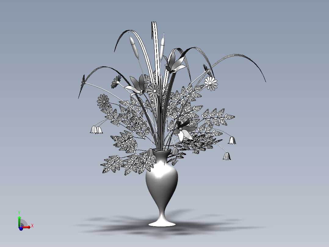 solidworks 花瓶鲜花3D模型