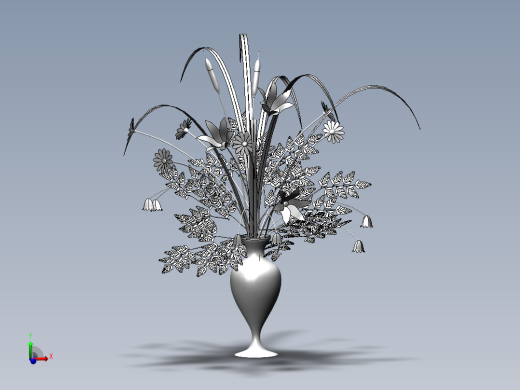 solidworks 花瓶鲜花3D模型