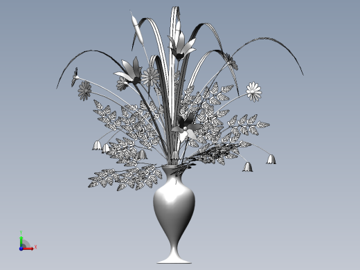 solidworks 花瓶鲜花3D模型前视缩略图