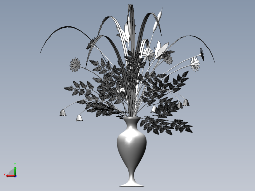 solidworks 花瓶鲜花3D模型后视缩略图