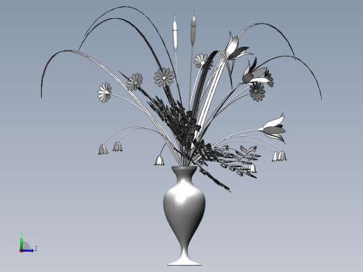 solidworks 花瓶鲜花3D模型左视缩略图