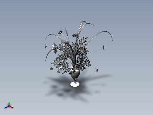 solidworks 花瓶鲜花3D模型正等轴测缩略图