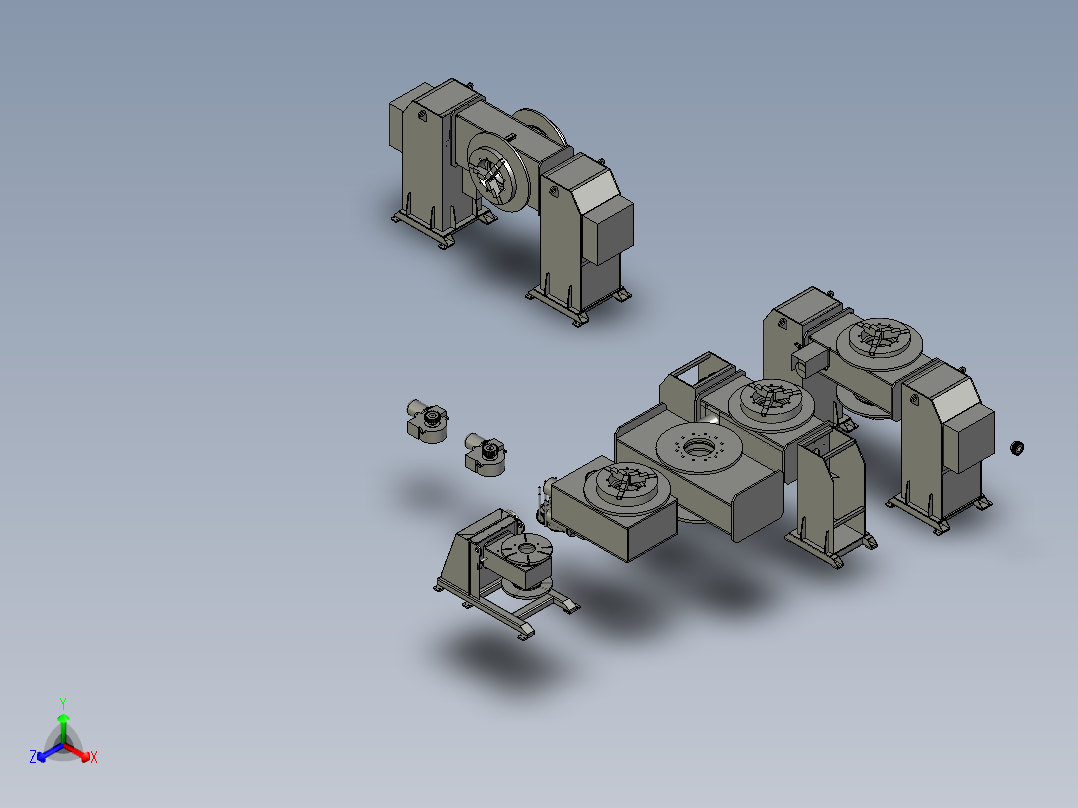 1吨360度中空头尾式变位机3D图纸H868主视图