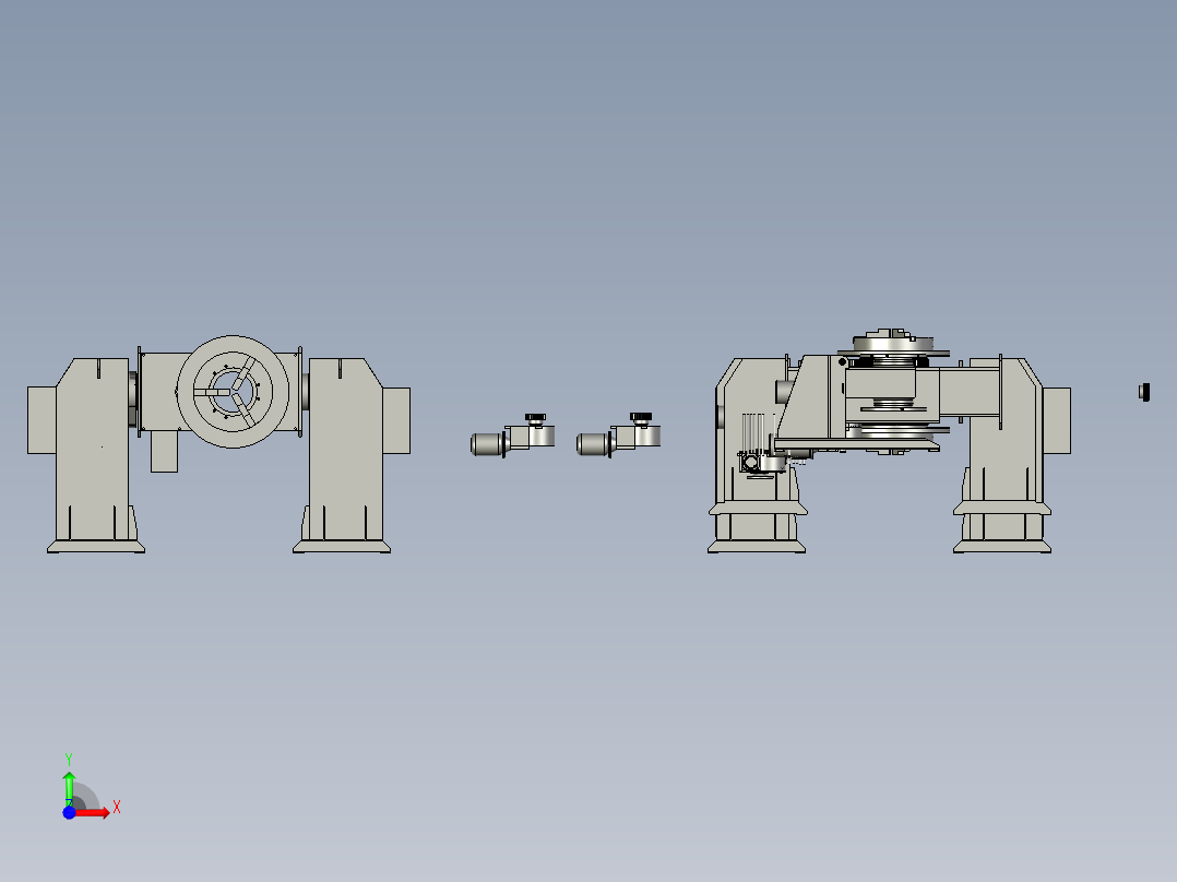 1吨360度中空头尾式变位机3D图纸H868前视图