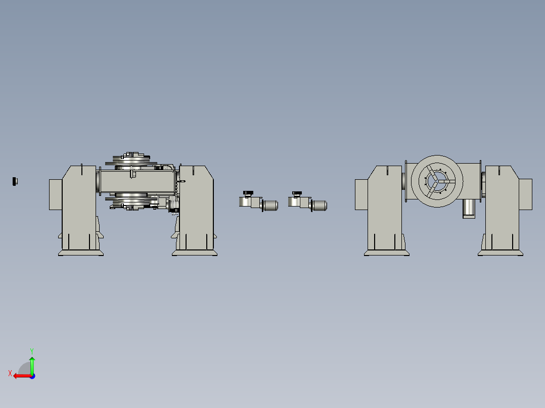 1吨360度中空头尾式变位机3D图纸H868后视图