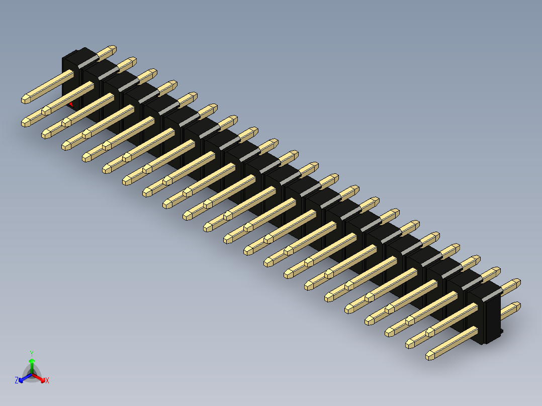 彩色公头100mil（2.54mm）系列-DS1021_black_2x21p_100mil_Type1_rev1.0主视图