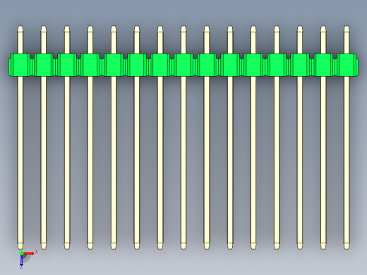 彩色公头100mil（2.54mm）系列-DS1021_green_1x15p_100mil_Type19_rev1.0俯视缩略图