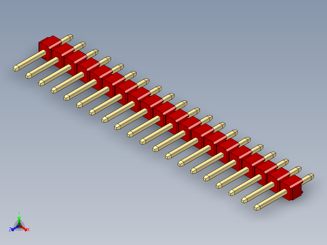 彩色公头100mil（2.54mm）系列-DS1021_red_1x20p_100mil_Type1_rev1.0主视图