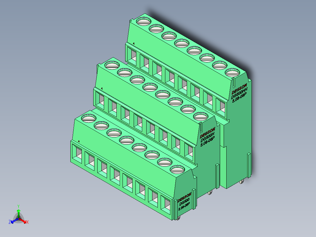 DEGSON DG500 系列 5.05.087.62mm 接线端子-DG500A3-5.08-24P-14-00AH主视图