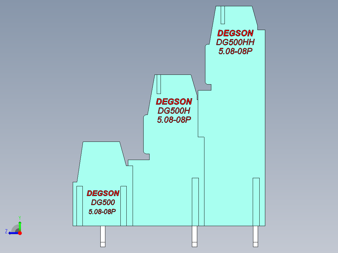 DEGSON DG500 系列 5.05.087.62mm 接线端子-DG500A3-5.08-24P-14-00AH右视图