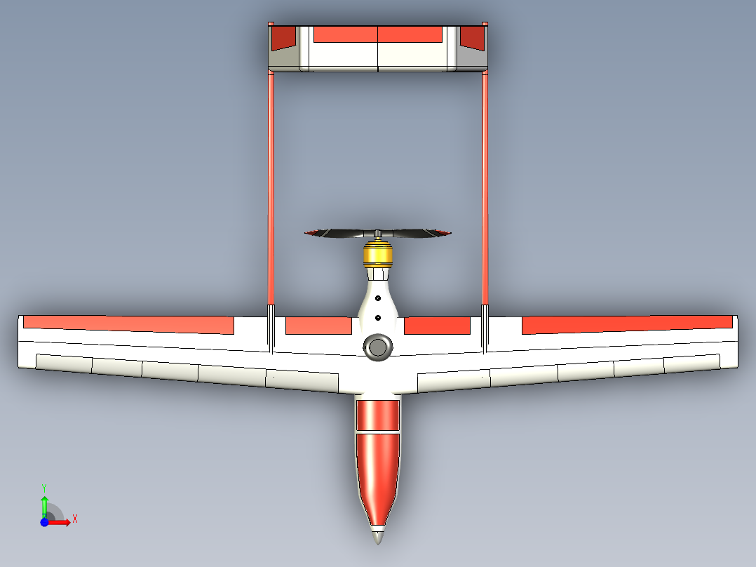 双杆配置无人机微型和中型设计,最大有效载荷能力800-1000克前视图
