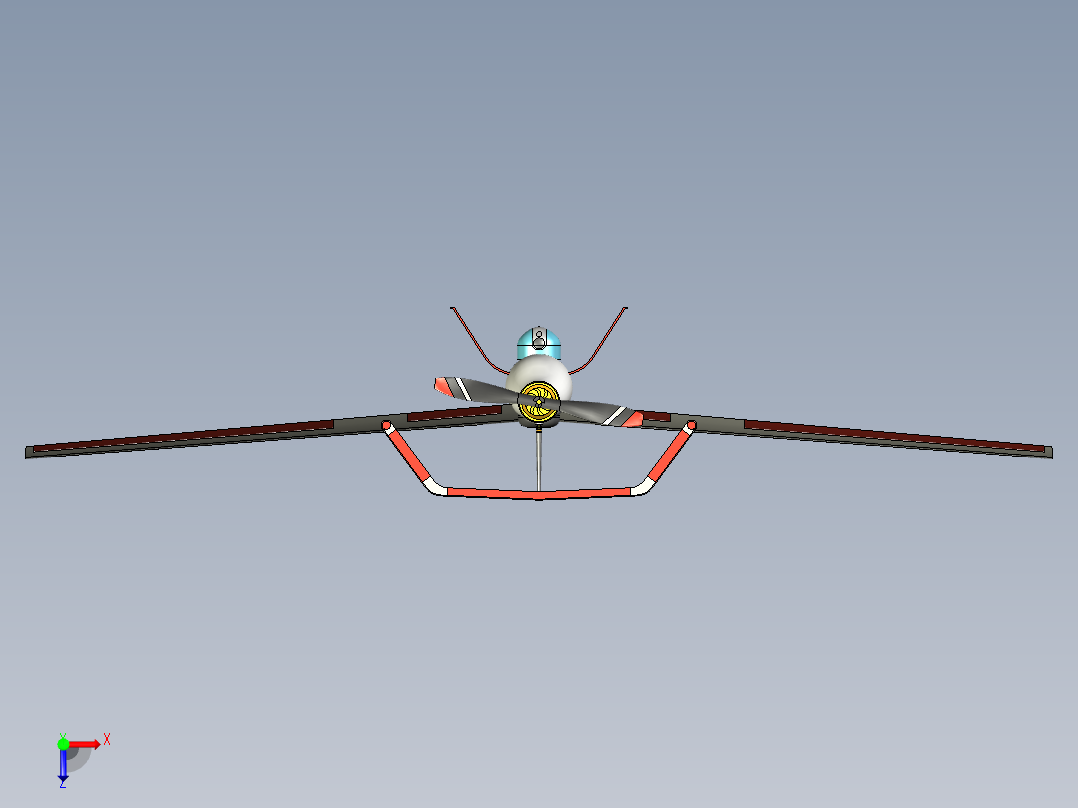 双杆配置无人机微型和中型设计,最大有效载荷能力800-1000克俯视图