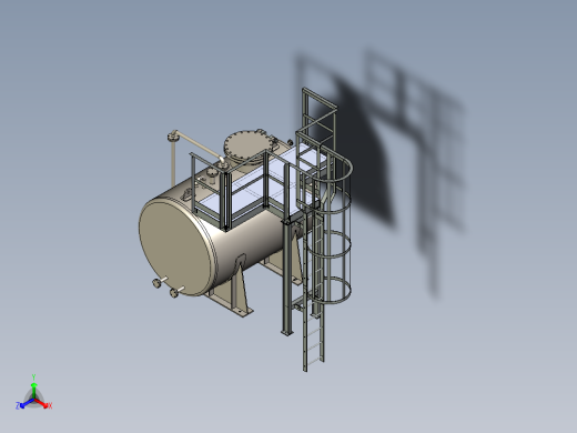 6立方带梯罐体正等轴测缩略图