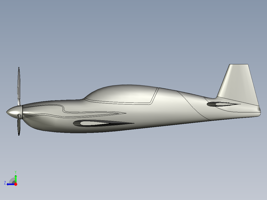 单座小飞机右视图