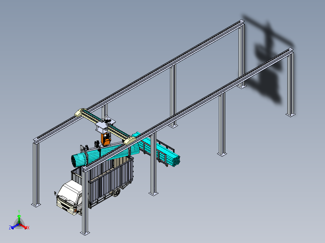 伸缩传输正等轴测图