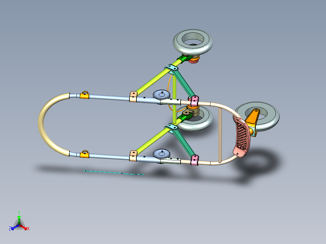 婴童三轮车正等轴测图