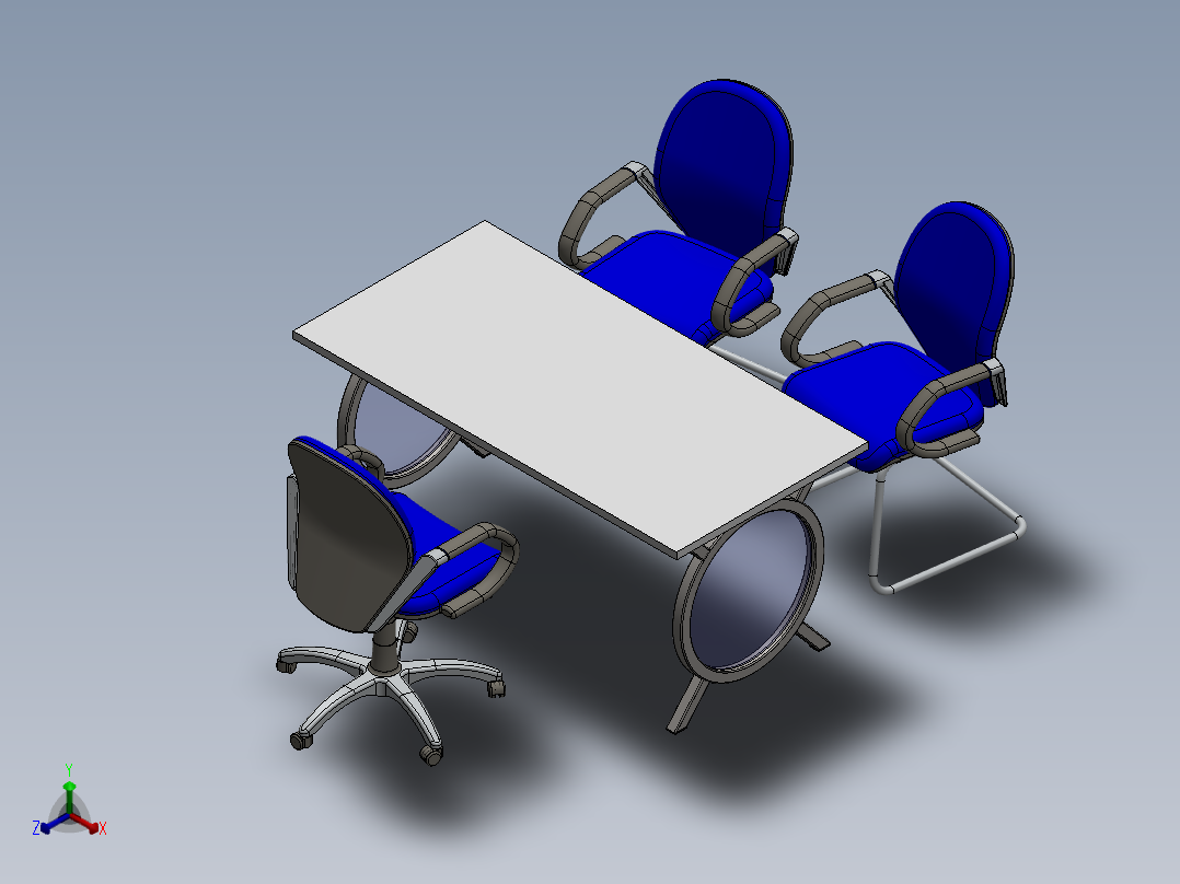 电脑桌(57)正等轴测图