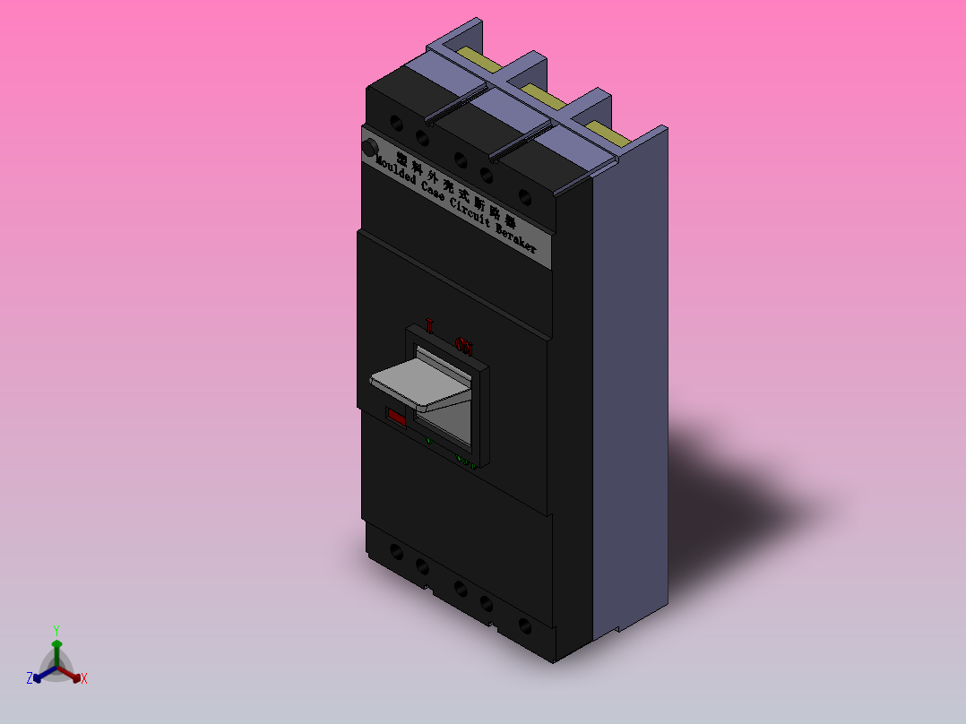 HM3 63-800A 3极固定式塑料外壳式断路器[HM3-100A]正等轴测图