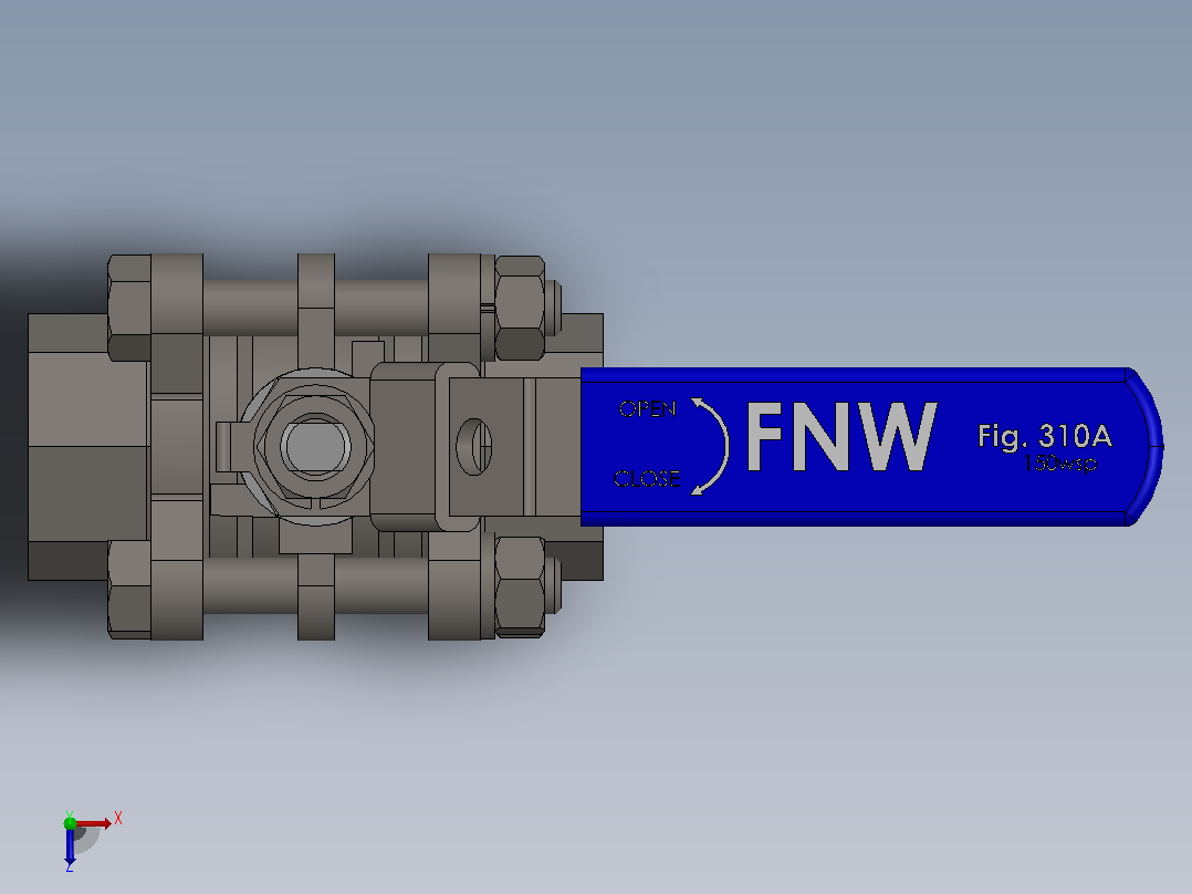 FNW-FNW310ASWF三片式内螺纹球阀俯视图