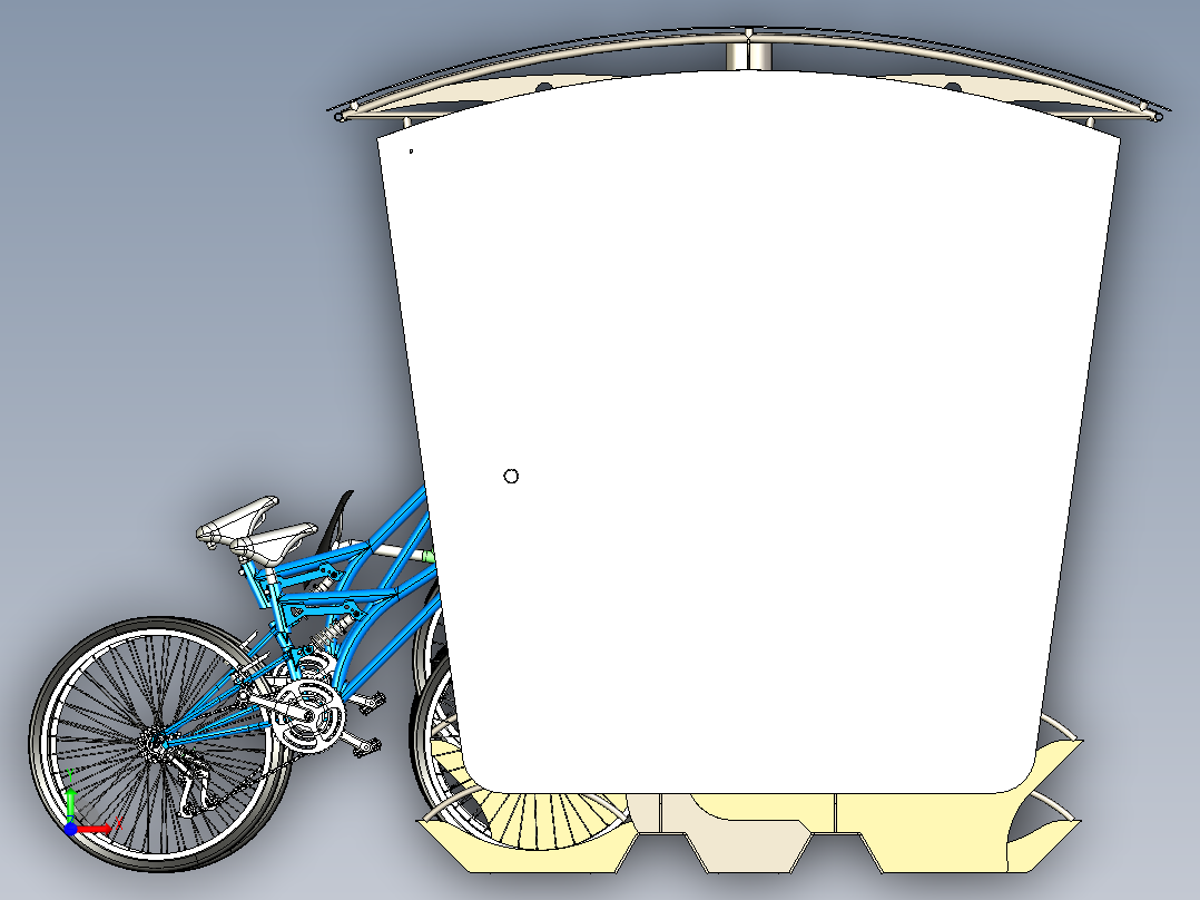 自行车亭停车棚3D数模图纸 STEP格式前视图