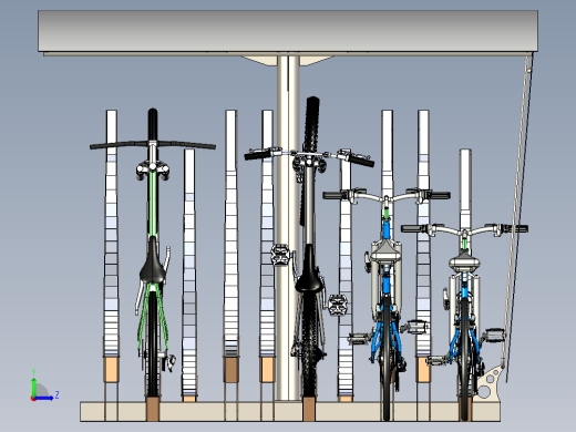 自行车亭停车棚3D数模图纸 STEP格式左视缩略图
