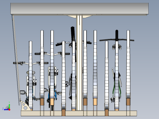 自行车亭停车棚3D数模图纸 STEP格式右视缩略图