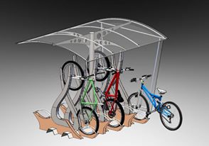 自行车亭停车棚3D数模图纸 STEP格式